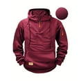 thumbnail image 3 of Resicozy Hoodies for Men Lightweight Quarter Zip Tactical Hoodie Workout Hooded Sweatshirt Sport Athletic Pullover with Pockets Wine L, 3 of 4