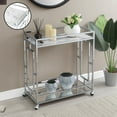 thumbnail image 6 of HomeStock Antique Appeal Square Chrome Faux Marble Mirrored Bar Cart with Shelf, 6 of 9