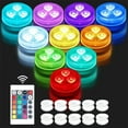 thumbnail image 2 of Submersible LED Lights Waterproof Underwater RGB with Remote Control Colour-Changing Light, Battery-Operated Flameless Lamps, 2 of 9