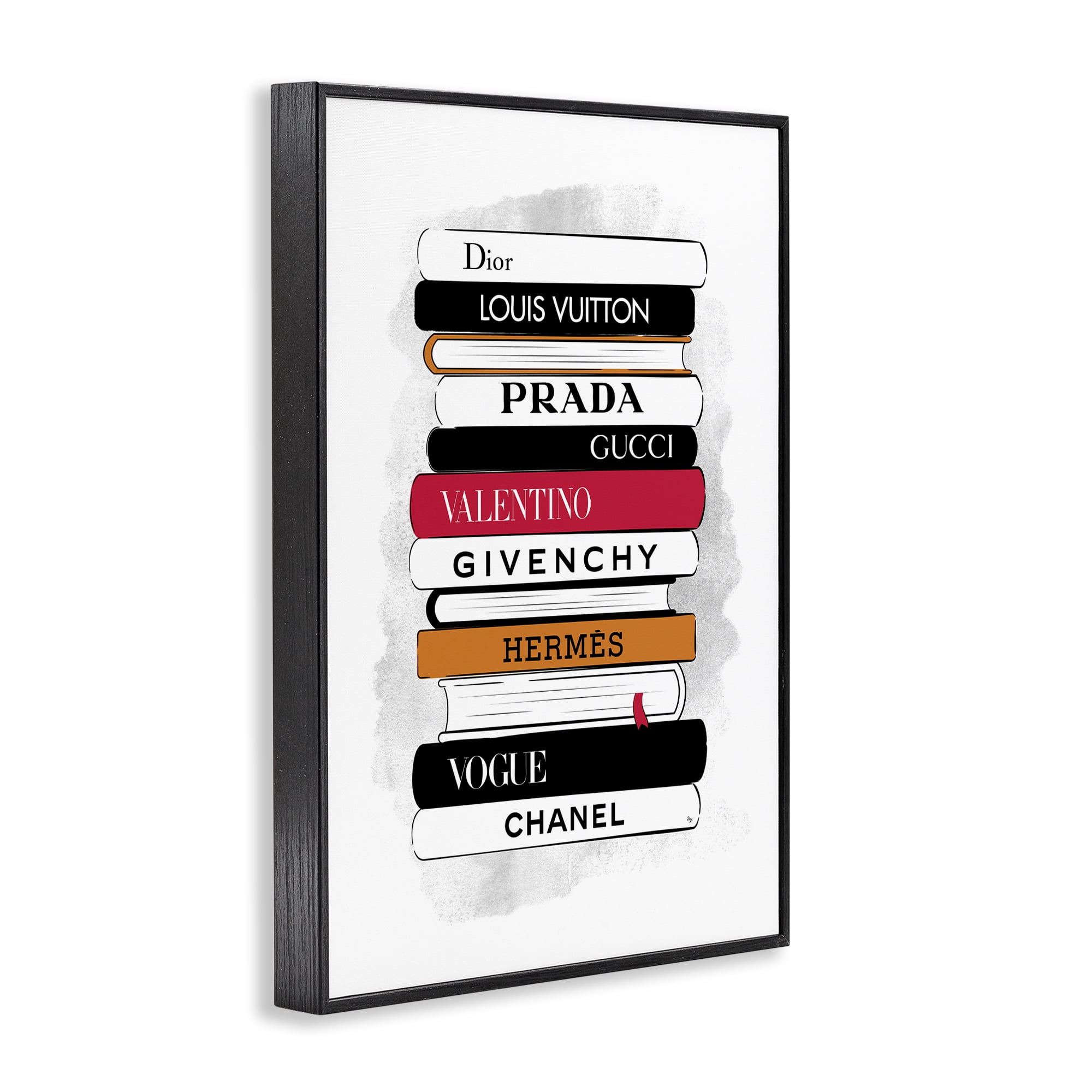 Stupell Industries Tall Fashion Bookstack Beauty & Fashion Painting Black Framed Art Print Wall Art, 16 x 24