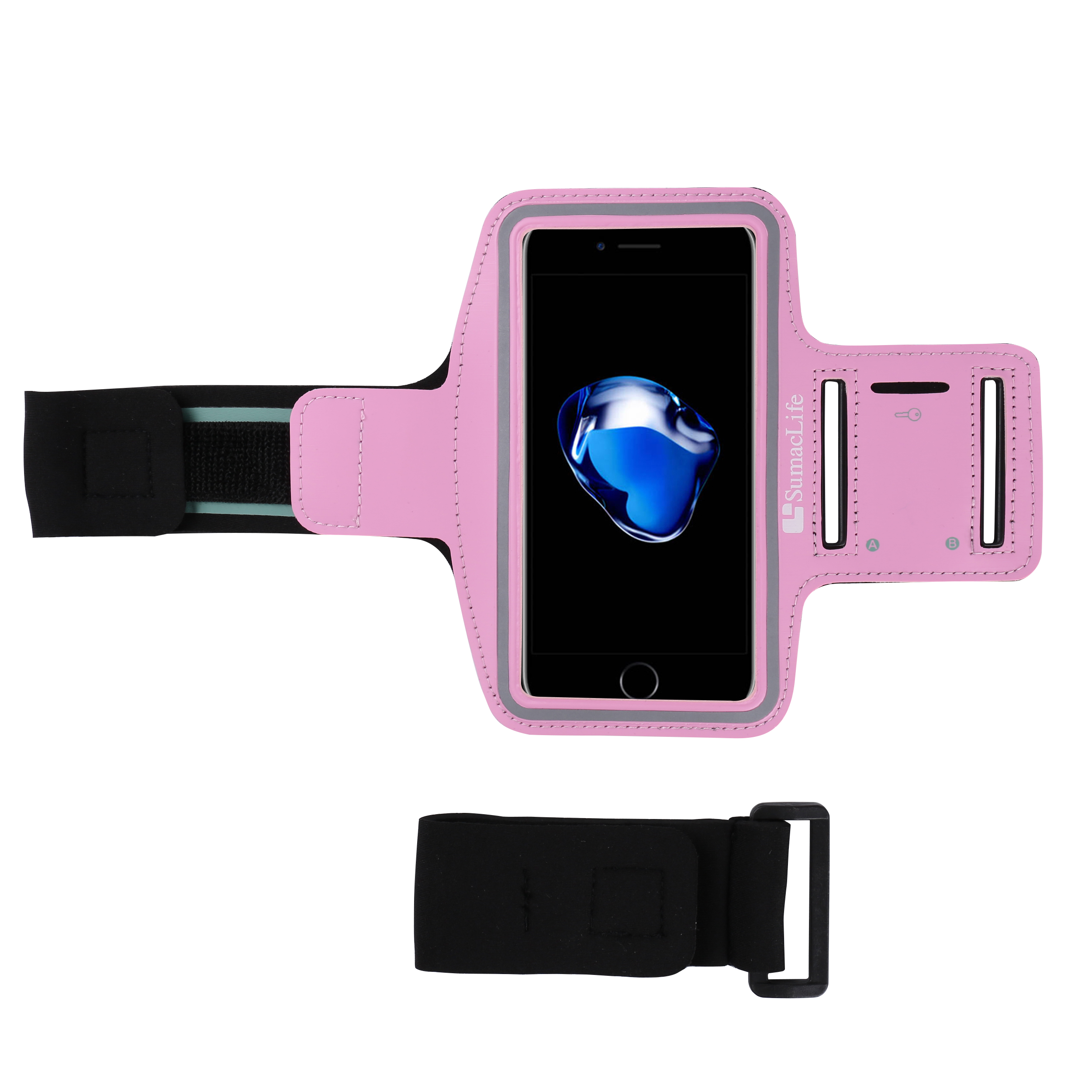 Waterproof Sweat-Resistant Universal Armband Case Fits iPhone XS Max / 8 Plus, Google Pixel 3 XL / 2 XL, and Samsung Galaxy S9+ / S9 With Dedicated Key Slot For Fitness And Workout (Pink)