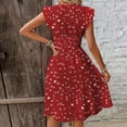 thumbnail image 4 of Floral Dresses For Women, Smocked Waist Boho Midi Dress With Ruffle Sleeves, Loose Fit Casual Summer Dress 2025 Wedding Guest Party Fall Dresses Baby Blue Red Dresses Gown (L, Red) ZMTing, 4 of 4