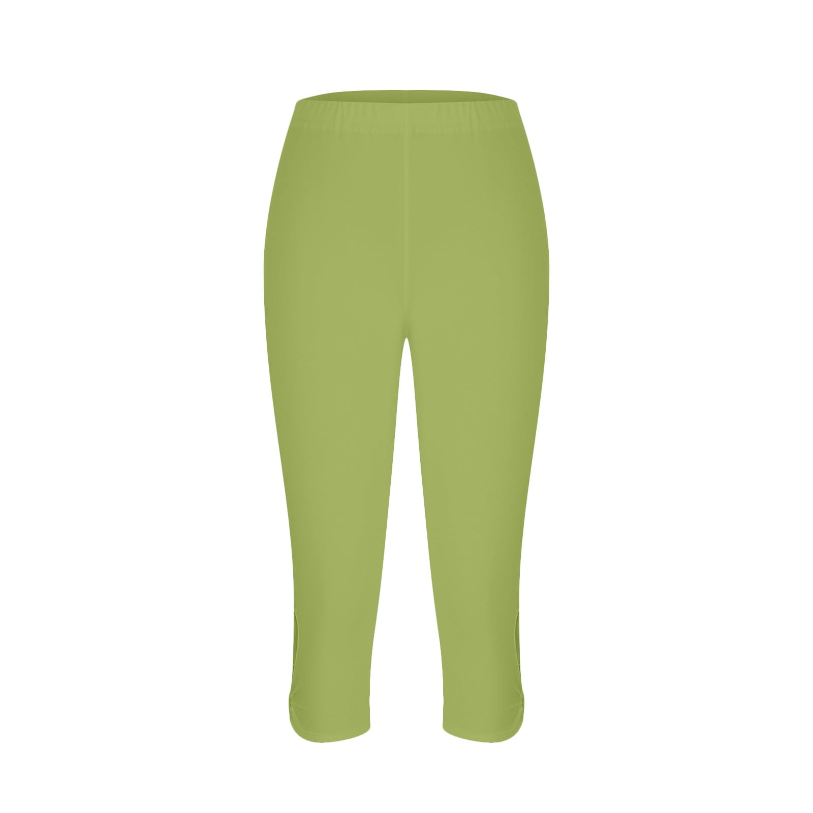 Capri Leggings Lime Green Capris PLUS SIZE Solid Cotton Capri