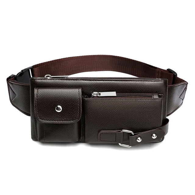 Bolso de cuero para hombre, informal, deportivo, bandolera, impermeable, de piel sintética, multicapa, para el hombro