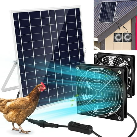 

iMounTEK 20W Solar Dual Fan Kit Solar Powered Exhaust Fan for Outdoor Chicken Coop Shed Pet House
