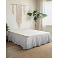 thumbnail image 2 of Gray Striped Wrap Around Bed Skirts for Queen Bed 18" Drop,Bed Skirt with Adjustable Elastic Belt Dust Ruffle Bed Valance for Bedroom Hotel Modern Minimalist Vertical Stripes Lines Bed Frame Cover, 2 of 7