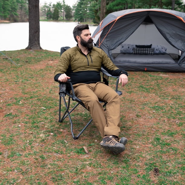 Timber Ridge Sycamore Quad Fold Camping Chair, Red and Gray, Adult