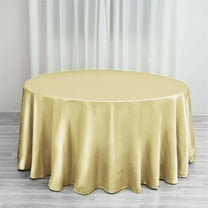 Efavormart 120 Inch Satin Round Tablecloth, Washable Linen Table Cover, Decorative Silky Fabric for Wedding, Party, Banquet Events - Champagne