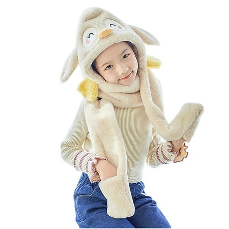 

YWDJ Kids Winter Earmuff With Cashmere Fisherman Hat Scarf Warm Hat Beige 50-54cm