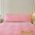 thumbnail image 2 of XeGe Fluffy Faux Rabbit Fur Body Pillow Cover, Soft Plush Fuzzy Wide Striped 20x54 Body Pillowcase with Zipper, Home Decorative Shaggy Furry Ribbed Long Pillow Cover for Bed Couch Sofa Bedroom, Pink, 2 of 6
