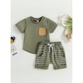 thumbnail image 2 of Aturustex Toddler Boy's Short Sleeve T-Shirt & Striped Shorts, 2-Piece Set, Sizes 0-6 Months, 2 of 8