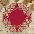 thumbnail image 5 of Gold Lace Burgundy Doilies Set of 4 - Round Placemats European Embroidery for Fall Autumn Thanksgiving Season Dining Table Home Decor Wedding - 15 inches - The Granada Collection, 5 of 6