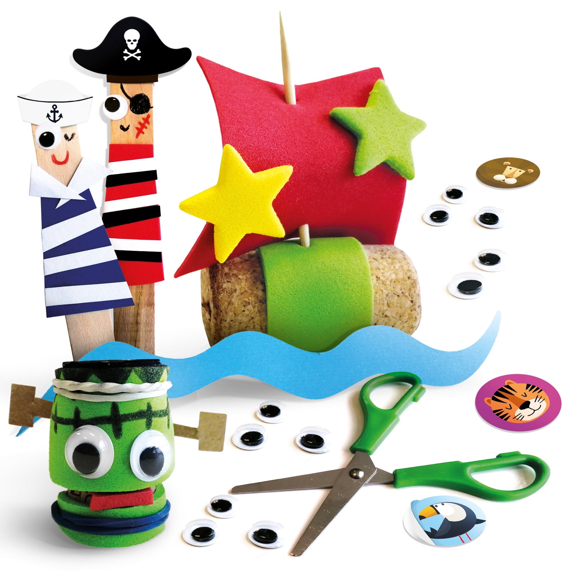 Headu: Eco Art & Craft - Transform Recyclables Into Creations, DIY Characters & Objects, Paper Patterns, Corks, Wood Sticks, Stickers, Foam, Kids 4+
