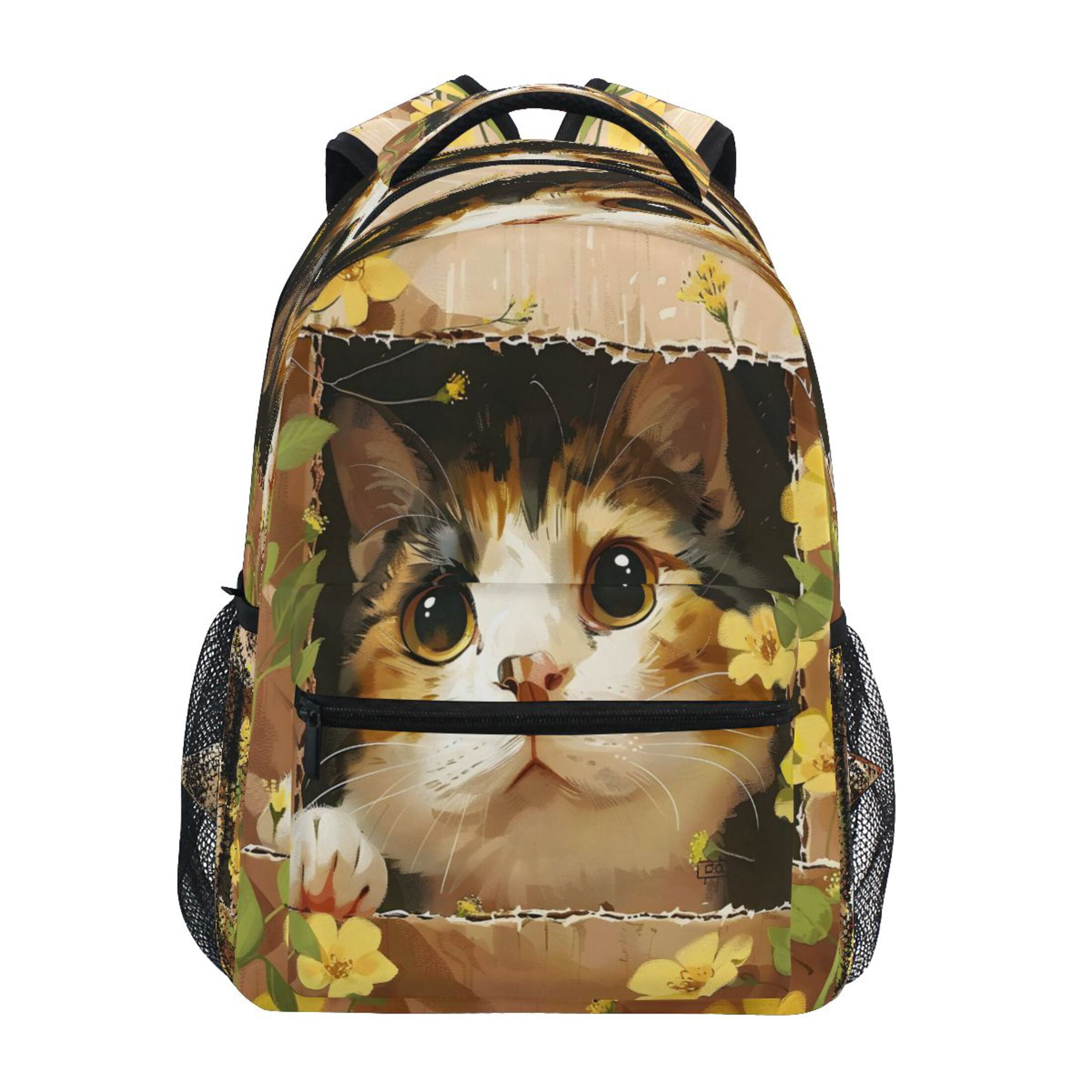 DIXRUYEE Backpack Schoolbag Cat Cardboard Box Pattern 15L/18L 2-SIZE