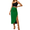 thumbnail image 2 of Unique Bargains Jupe Longue Décontractée pour Femmes Taille Élastique Fendue Asymétrique, 2 of 7