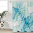 thumbnail image 4 of Shower Curtains Sets for Bathroom Decor Gradient Teal Marble Texture Waterproof Bathroom Curtain with Hooks, Abstract Watercolor Geometric for Bathroom Decor,60x72IN, 4 of 7