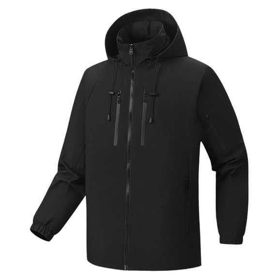 Men's Windbreakers Fashion Casual Outdoor Work Bag Long Sleeve Hooded Casual Coat/jacket Jacket Black M Windbreaker Front-Zip Jacket