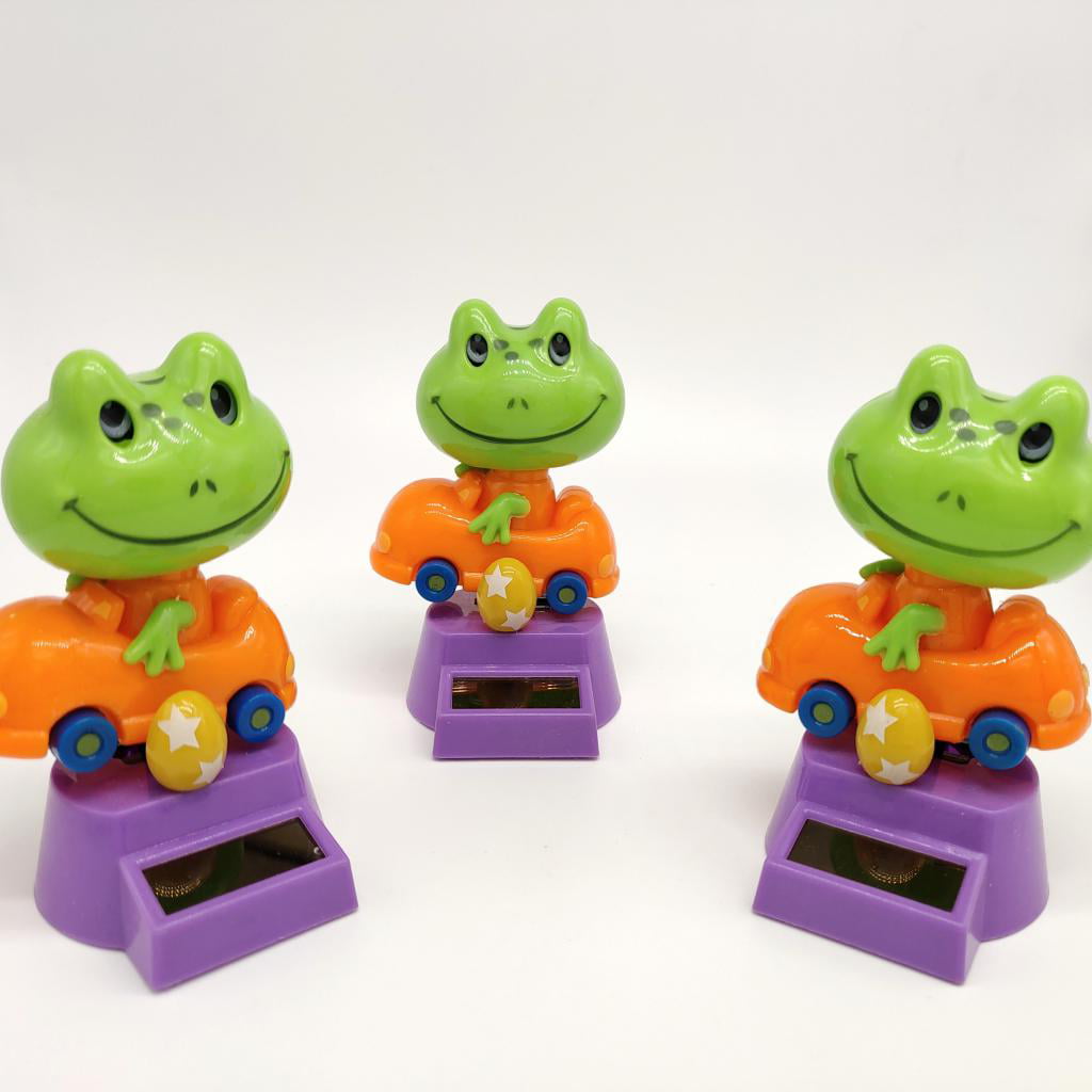 Solar Powered Cartoon Swing Frog Car Dashboard Interior Ornament Toy Gif AB_ HK 