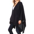 thumbnail image 6 of Sakkas Mari Women's Reversible Large Poncho Shawl Wrap Scarf Cape Ruana Blanket - Navy - One Size Regular, 6 of 7