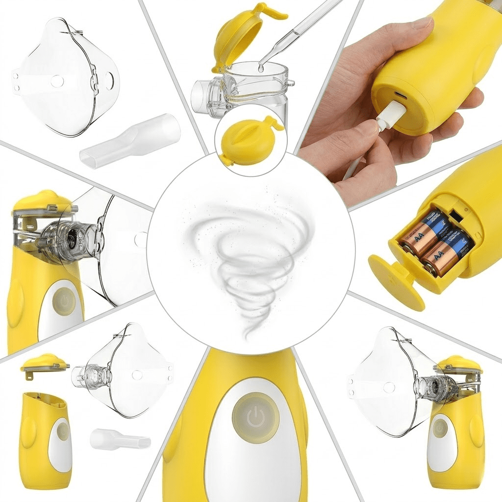 AJZIOJIRO Rechargeable Respiratory Comfort System 0.5-5μm Cool Mist Portable Personal Humidifier Auto-Clean for Home & Travel