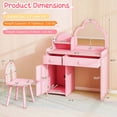 thumbnail image 3 of Costway Kids Vanity Table and Chair Set with Cloud-shaped Mirror Open Shelf Storage Drawers Pink, 3 of 9