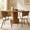 2 pcs Beige Cushions + Dark Walnut Rattan Metal Legs, variant on Rattan Dining Chairs Set of 2, Upholstered Kitchen Chairs with Arms, Wicker Backs and Cushioned Seats, Wood-Look Metal Legs, Brown and Beige