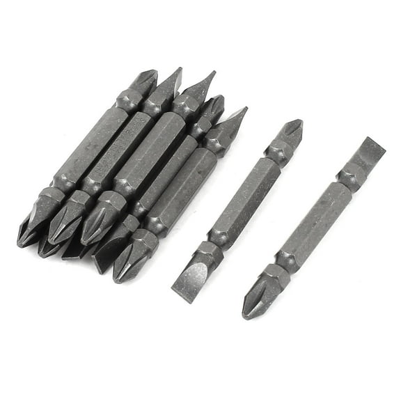 10 Pcs 6mm Tip Magnetic Hex Shank  Slotted Double End Screwdriver Bits