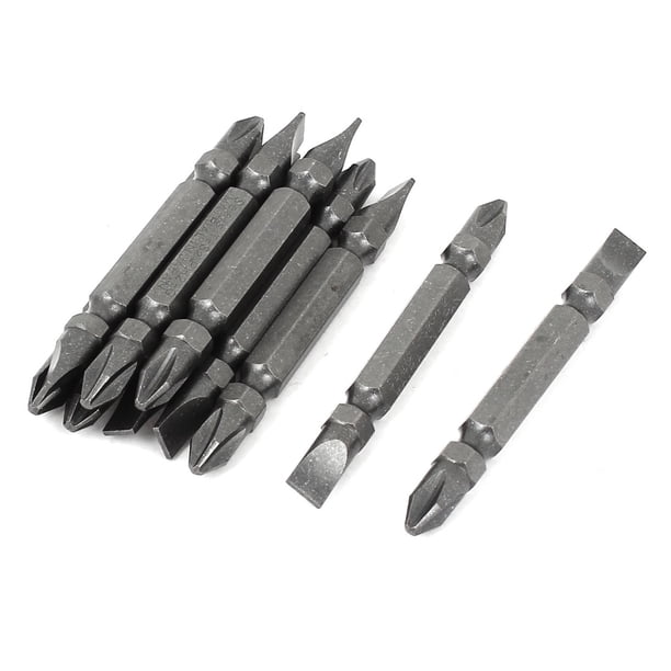 10 Piezas de Punta Magnética Hexagonal de 6 mm, Bits de Destornillador de Doble Extremo Phillips y Ranurado
