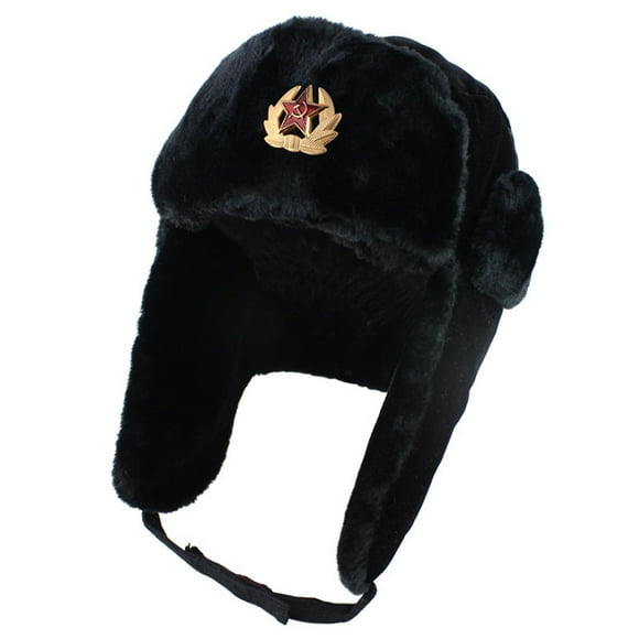 Russian Ushanka Badge Hat Pilot Hat Winter Hat With Earflaps Winter Warm Hat