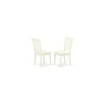 thumbnail image 3 of 3Pc Dinette Set - Round Table & 2 Linen Seat Chairs - White Finish, 3 of 5
