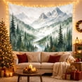thumbnail image 3 of Misty Mountain Forest Landscape with Misty Pine Valleys Serene Watercolor for Nature Enthusiasts Forest Wall Art Housewarming Gift Tapestry Wall Hanging for Bedroom and Living Room, 3 of 7