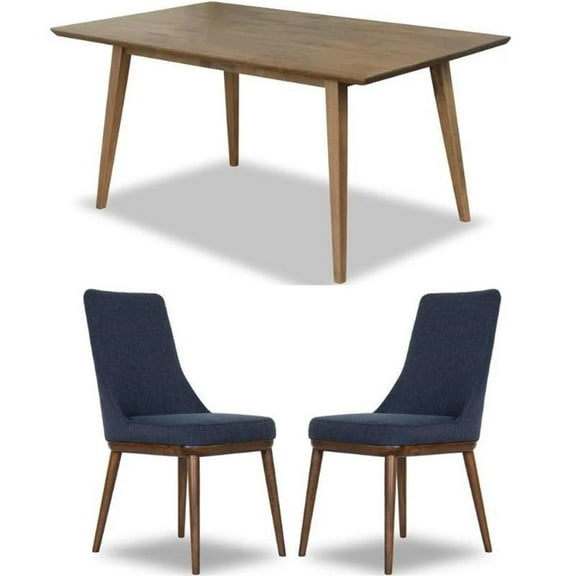Home Square 3 Piece Furniture Set with Wood Dining Table and 2 Dining Chairs