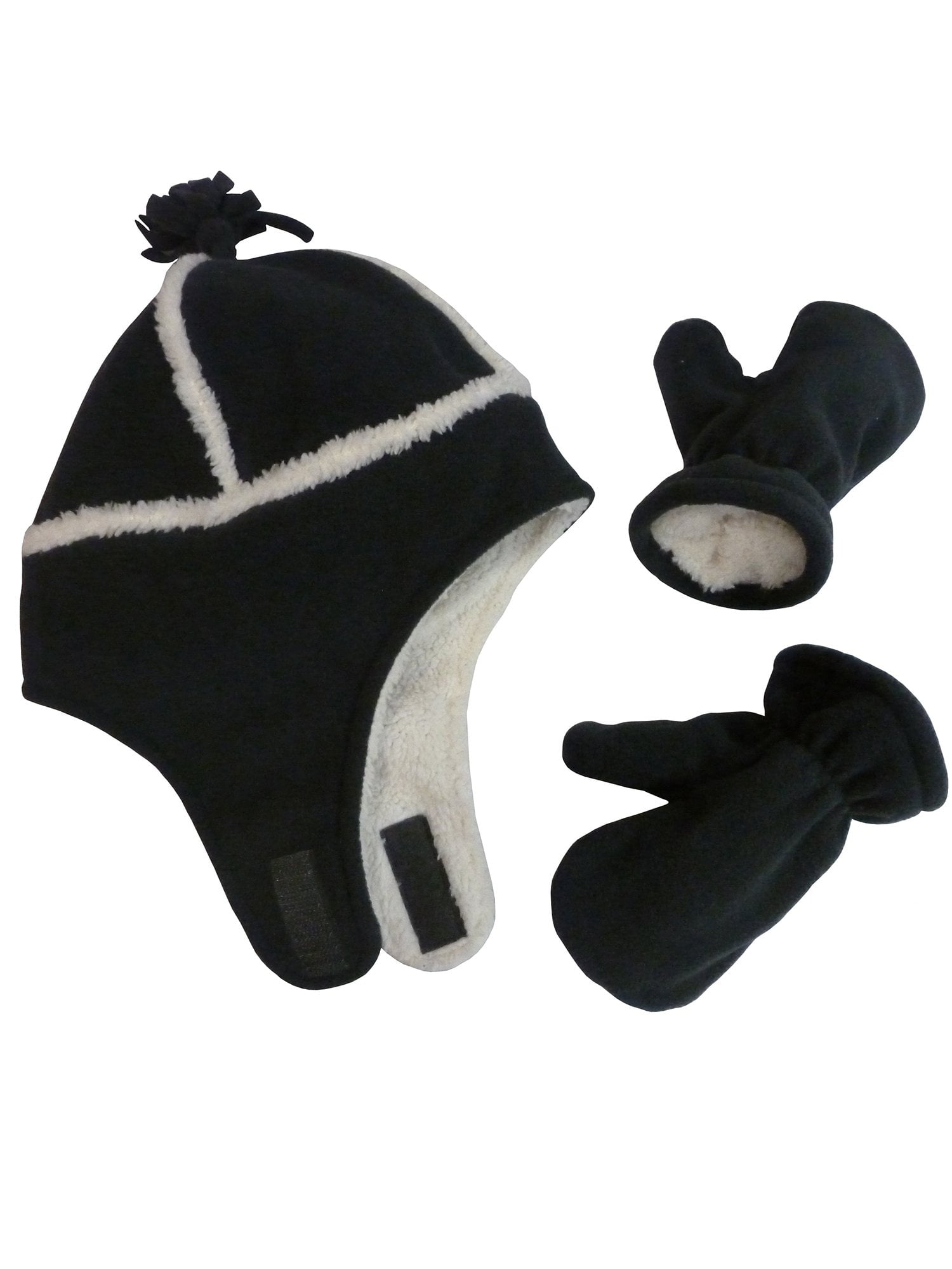 NIce Caps Little Girls and Baby Warm Sherpa Lined Fleece Snow Hat Mitten Set