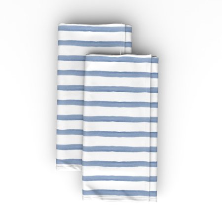 

Cotton Sateen Dinner Napkins (Set of 2) - Blue Watercolor Stripes Stripe Preppy Nursery Print Cloth Dinner Napkins by Spoonflower