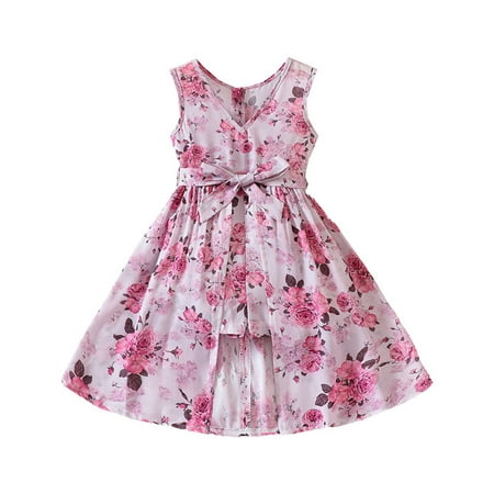 

TAIAOJING Little Kids Dress Toddler Baby Girls Sleeveless Floral Prints Princess Dress Dance Party Dresses Clothes Cute Sundress 2-3 Years