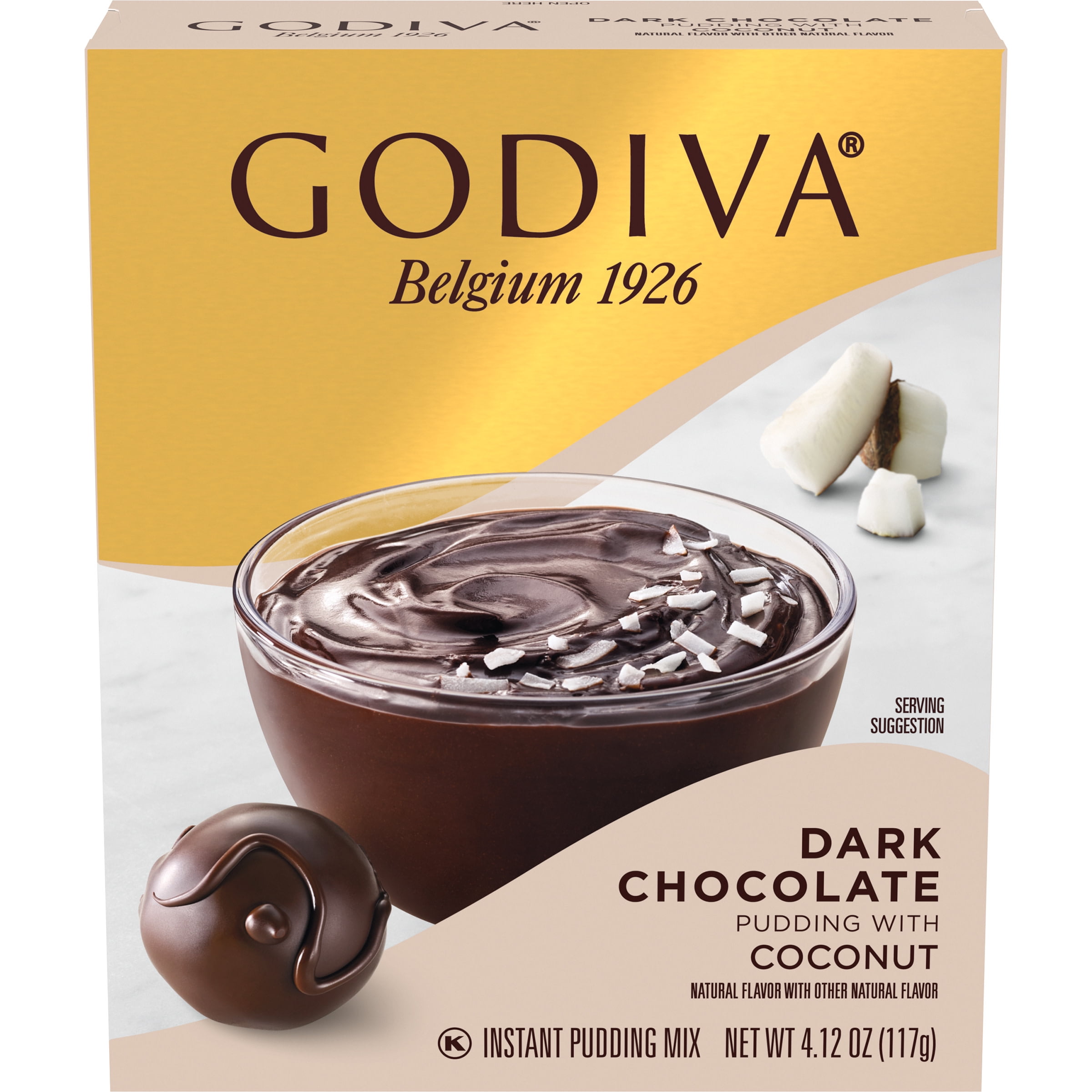 Godiva Dark Chocolate Pudding with Coconut Instant Pudding Mix, 4.12 oz