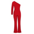 thumbnail image 5 of aidice Rompers for Women Dressy off Shoulder Belt Slim Fitting Long Sleeve Comfy Flare Pants Jumpsuits, 5 of 6
