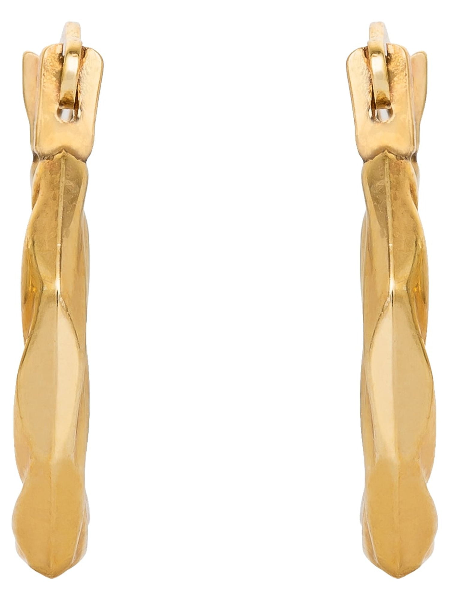 Brilliance Fine Girl’s 14K Yellow Gold Swirl Hoop Earrings for Kids