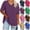 A-Purple, variant on Womens Summer Tops Stylish Casual V-Neck Short Sleeve T-shirt Solid Casual Loose Blouse Tops (S-5XL)