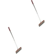 Set of 2 Broom for Hardwood Floors Dust Grout Scrubbing Broomstick Coffee