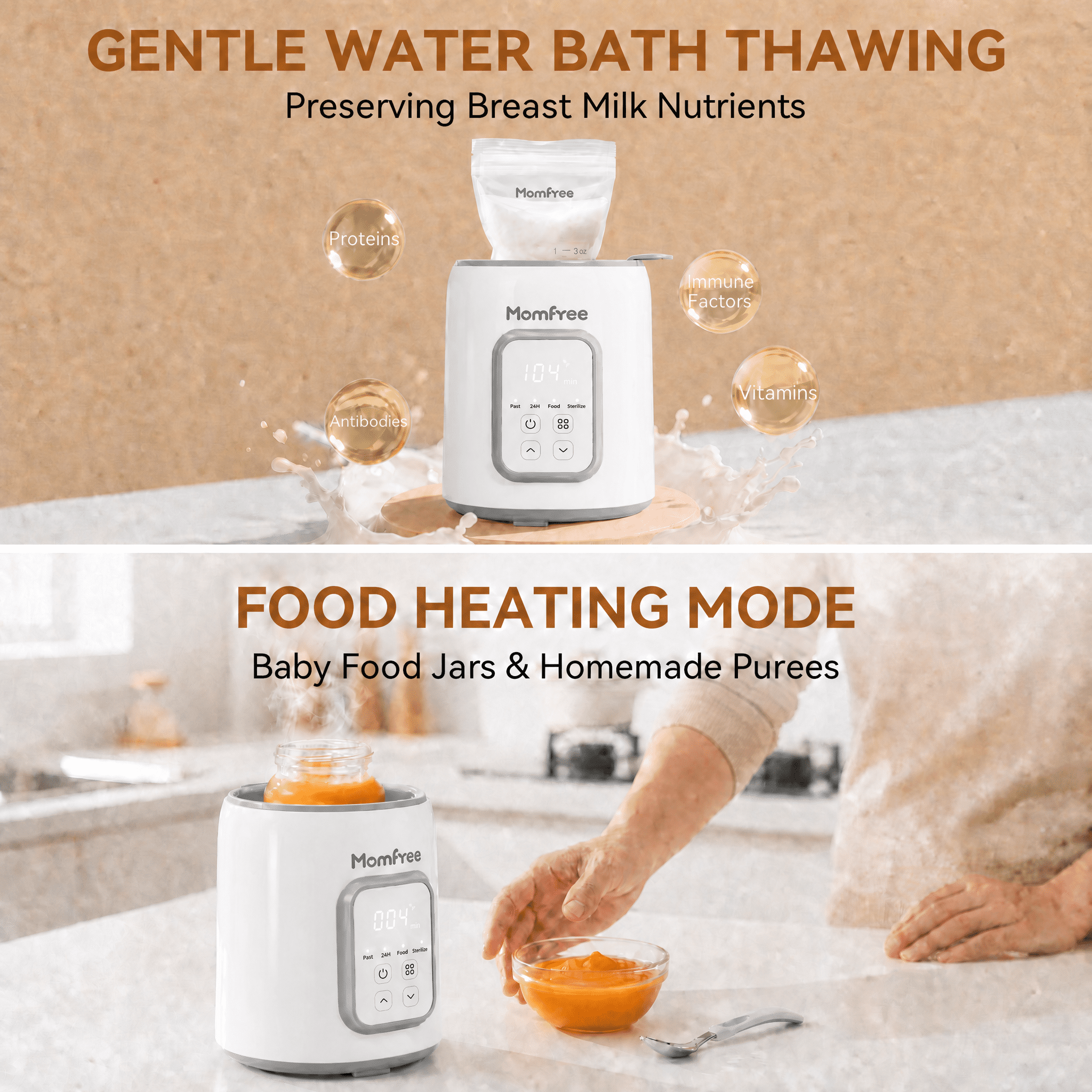 Baby Essentials Bottle Warmer8-in-1Fast Heating for Breastmilk and Formula,Baby Registry Search,with Accurate Temperature Control and Automatic Shut-Off,with Defrost,Keep Warm,for All Bottles