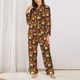 thumbnail image 2 of Picia Skulls And Hearts Pattern Women’s Long-Sleeve Sleepwear Set - Soft 2-Piece Loungewear with Pockets, Comfy PJs for Relaxing Nights-Medium, 2 of 7