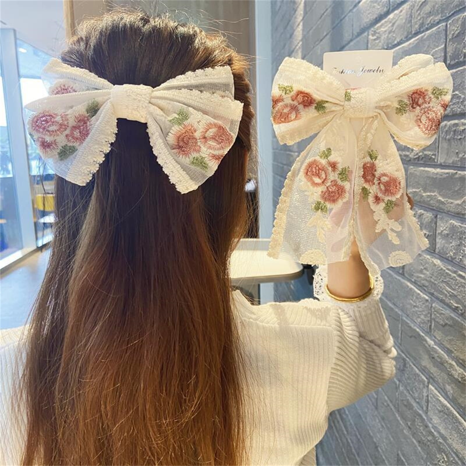 Double-layer oversized sweet bow hair clip summer super fairy temperament  back of the head dish hair shark clip fashion hair accessories for women |  Lazada.vn
