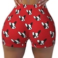 thumbnail image 2 of Fuzoiu Bulldog Red Print Women's Workout Shorts,Workout Biker Shorts Women,Exercise Fitness Shorts,Scrunch Short, Athletic Shorts for Gym Yoga Running Sport Active-Medium, 2 of 8