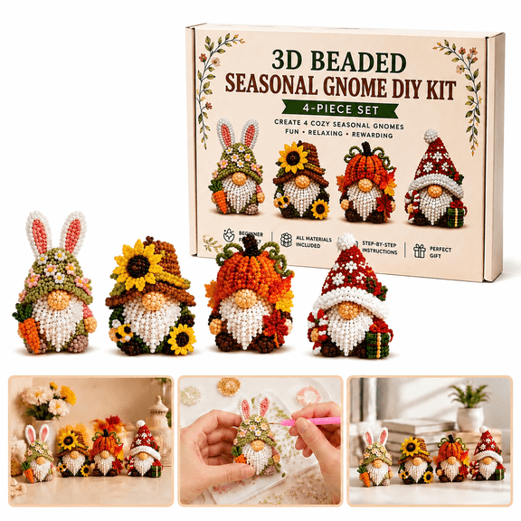 Zhihao Christmas Gnome Beaded Embroidery Kit, 3D DIY Craft for Beginners