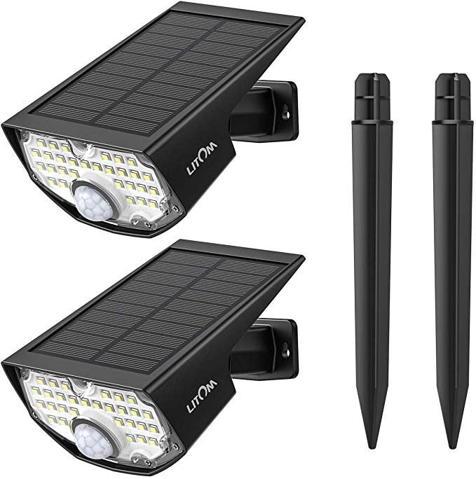 30 LED Solar Motion Sensor Landscape Spotlights, IP67 Waterproof
