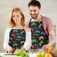 thumbnail image 5 of Multicolor Controllers Games Text Black Apron-Garden Aprons for Women with Pockets-Cotton Linen Waterproof Kitchen Cooking Gardening Aprons Adjustable for Kitchen,Cooking,BBQ and Salon 33x27 Inch, 5 of 7