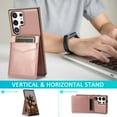 thumbnail image 5 of ELEHOLD Wallet Case for Samsung Galaxy S23 Ultra 6.8" Credit Card Slots Premium Leather Magnetic Buckle Vertical & Horizontal Kickstand Function Shockproof Flip Wallet Cover, Rosegold, 5 of 7