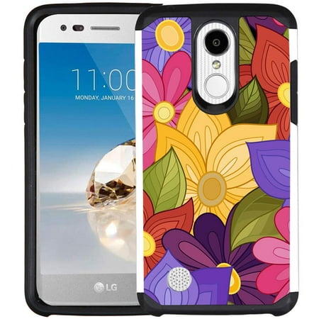 LG Fortune Case, LG Aristo Case, LG Phoenix 3, LG Rebel 2, LG K8 (2017), LG K4 (2017) Case - Armatus Gear (TM) Slim Hybrid Armor Case Protective Cover - Colorful Flower
