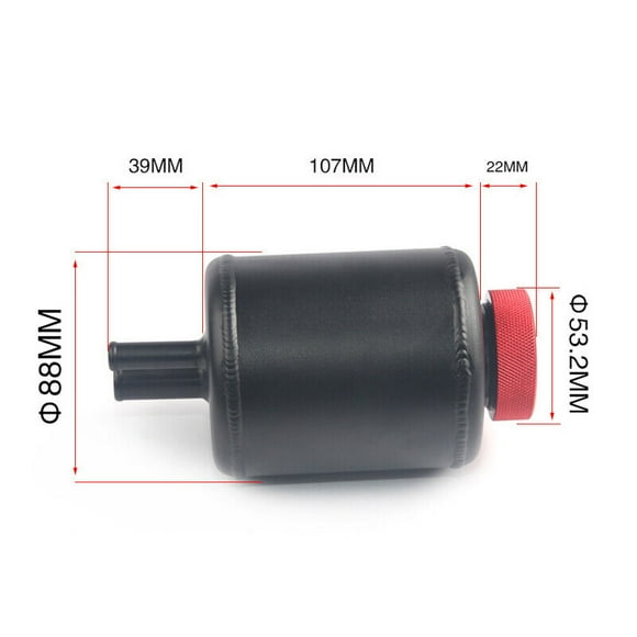 Black Universal Racing Power Steering Fluid Reservoir with Clamp-